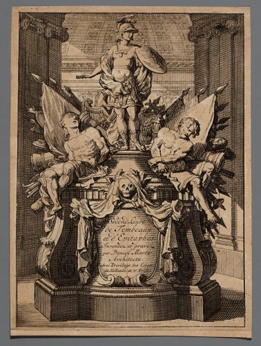 Ornamentprent. Second Liure de Tombeaux et d'Epitaphes. Titelblad.